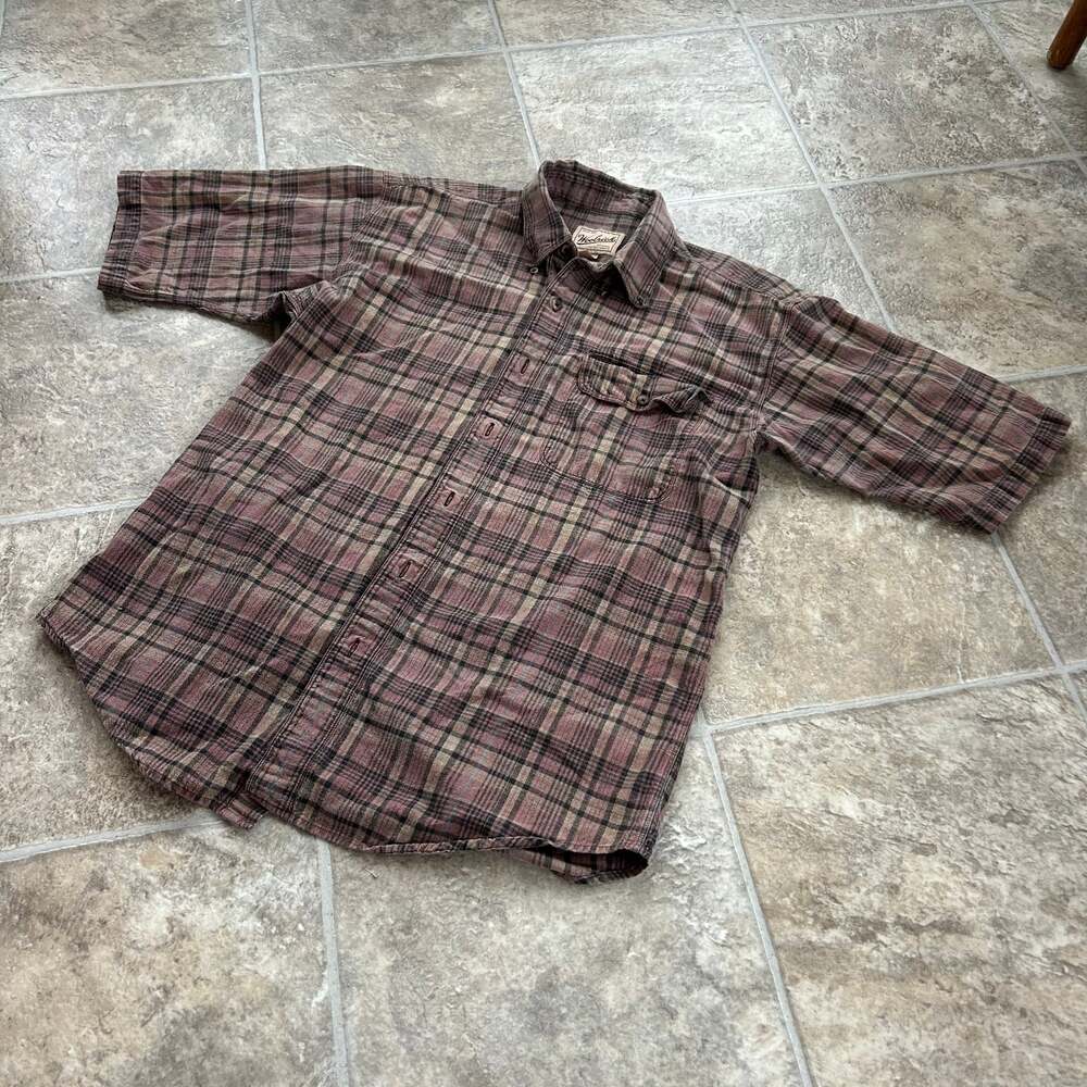 Woolrich Men's Medium Short Sleeve Plaid Flannel Button Down Shirt